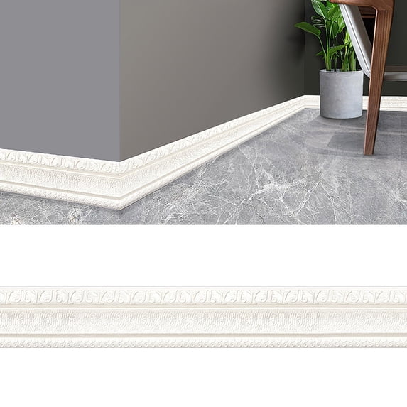 CoreLiving White Marble Stone Wall Base 9.5ft Peel and Stick Flexible ...