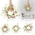 thumbnail image 1 of CoreLiving Wooden Easter Wreaths for Front Door Small Spring Wreath with Eggs and Wildflower Bow Candle Wreath Rings for Pillar Holders Taper Candle Decorations Table Centerpieces Kitchen Cabinet, 1 of 9