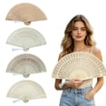 thumbnail image 1 of CoreLiving Wooden Folding Fan, Vintage Sandalwood Hand Fan with Elegant Openwork Design and White Tassel, Portable Handheld Fan for Wedding Favors and Party, 1 Pack, 1 of 10