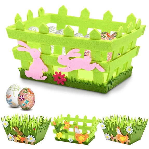 CoreLiving Woven Look Non-woven Fabric Basket Storage Bin for Easter Eggs Flowers Toys or Snacks Decorative Home Organizer Crate Perfect for Gift Giving and Spring Decorations