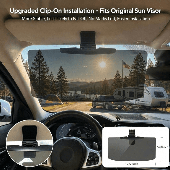 CoreParam TAC Polarized Car Sun Visor Extender, Anti-Glare Driving Visor with UV400 Protection, Universal Fit