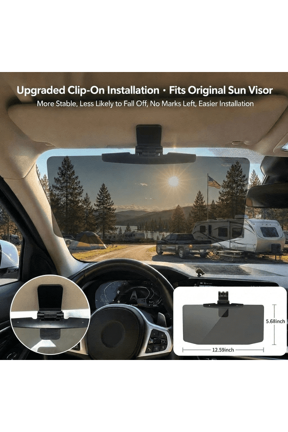 CoreParam TAC Polarized Car Sun Visor Extender, Anti-Glare Driving Visor with UV400 Protection, Universal Fit