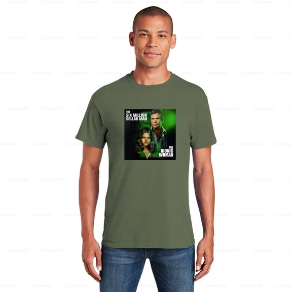 CoreStyle505 Six Million Dollar Man Bionic Woman Heavy Cotton Fan Shirt Top, for Unisex, up to size 5XL.