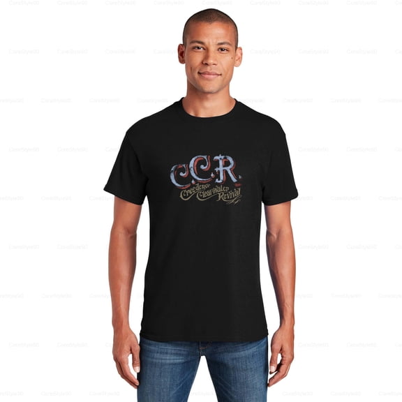 CoreStyle90 Creedence Clearwater Revival CCR Black T shirt Music Fan Top, for Unisex, up to size 5XL.