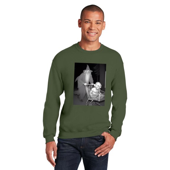 CoreStyle903 Gandalf Pushing Gollum in Shopping Cart Graphic T Shirt Top, for Unisex, up to size 5XL.