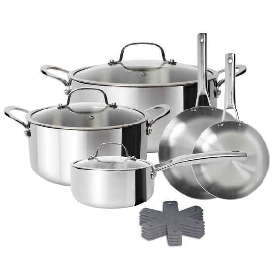 CoreClad 13-Piece Tri-Ply Stainless Steel Cookware Set, Induction Ready