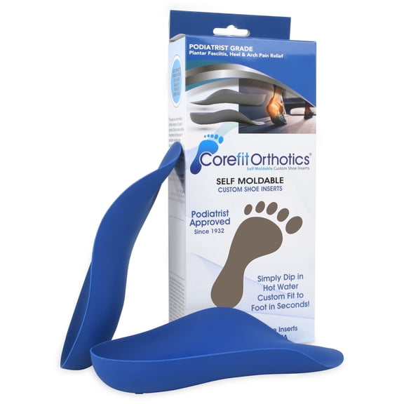Custom Orthotics Corefit Orthotics Podiatrist Approved Custom Semi-Rigid 3/4 Inserts for Plantar Fasciitis & Arch Support. Custom Fit at Home. Made in USA (Men 10 - 10 1/2, Blue)