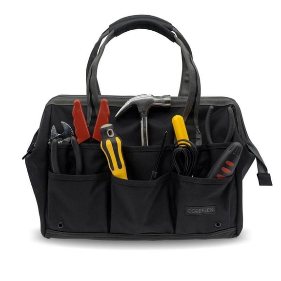 Coreflex Tool Bag, 14inch wide mouth multiple purpose bag for Plumbers, Electricians, Handymen