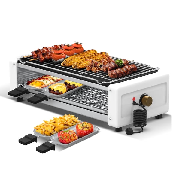 Corekit Smokeless Indoor Electric Grill 4 -in-1 Nonstick Countertop Grill for Kitchen & Dorm, Adjustable Temperature, Removable Plates, Easy to Clean, 1700W Electric Griddle for BBQ Y101