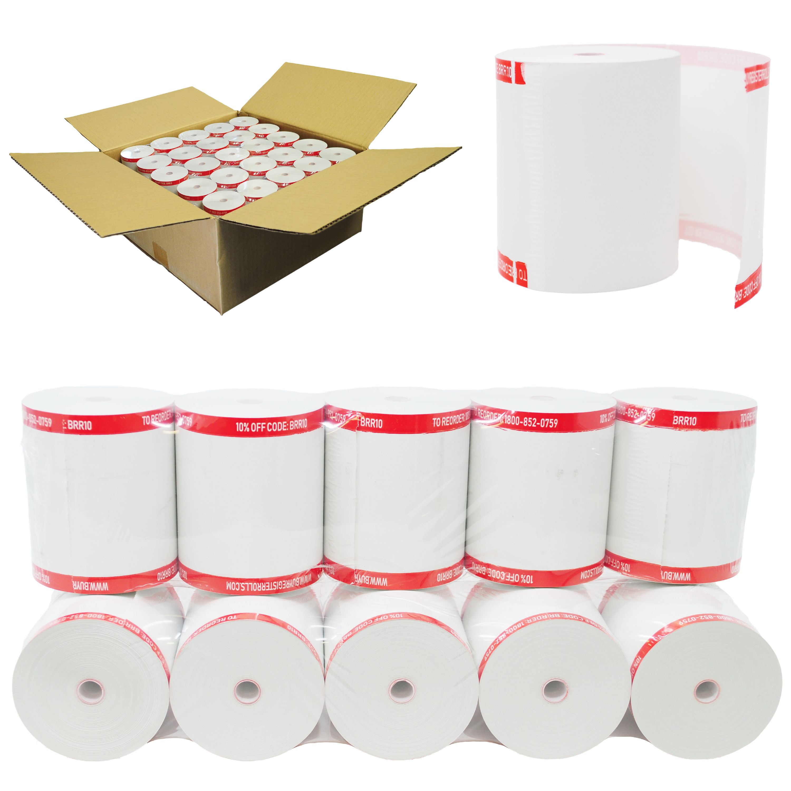 Coreless Thermal Printing Paper Rolls - 3 1/8