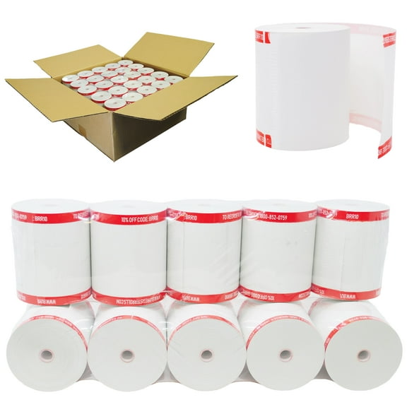 Coreless Thermal Printing Paper Rolls - 3 1/8" x 230 ft  White 50Rolls/Pack Shrink Wrap - Buyregisterrolls