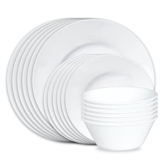 Corelle Dazzling White 18-Piece Wide Rim Dinnerware Set (Service for 6)