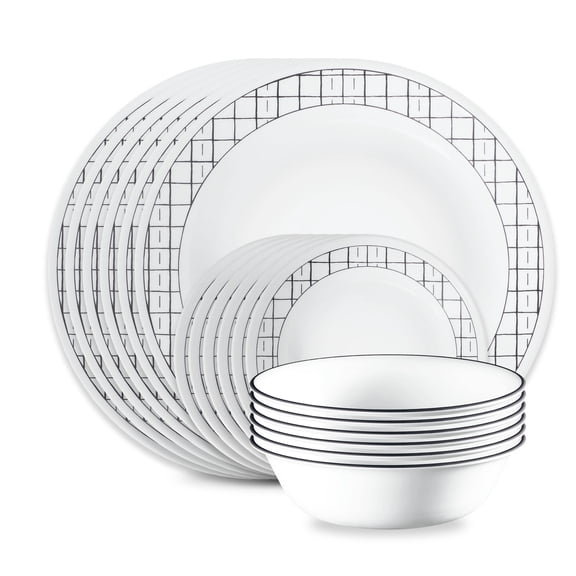 Corelle Delicate Grid 18-Piece Glass Dinnerware Set (Service for 6)