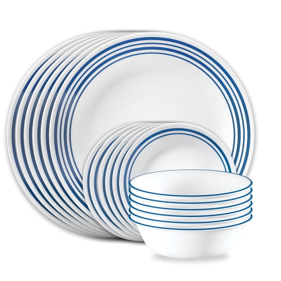 Open Box Corelle 18-Piece Laila Glass Dinnerware Set, Service for 6