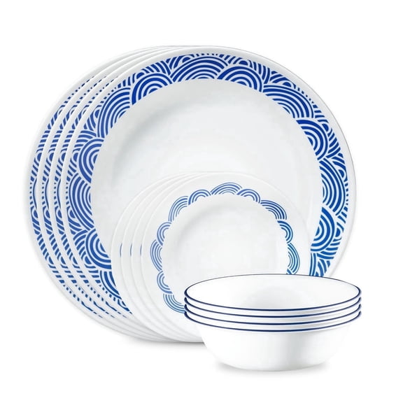 Corelle Rolling Waves 18-Piece Glass Dinnerware Set (Service for 6)