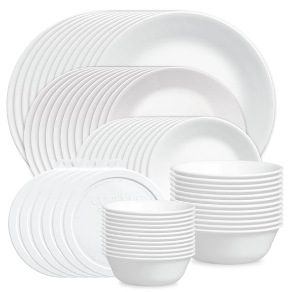 Corelle Livingware Winter Frost White, 66 Piece, Dinnerware Set