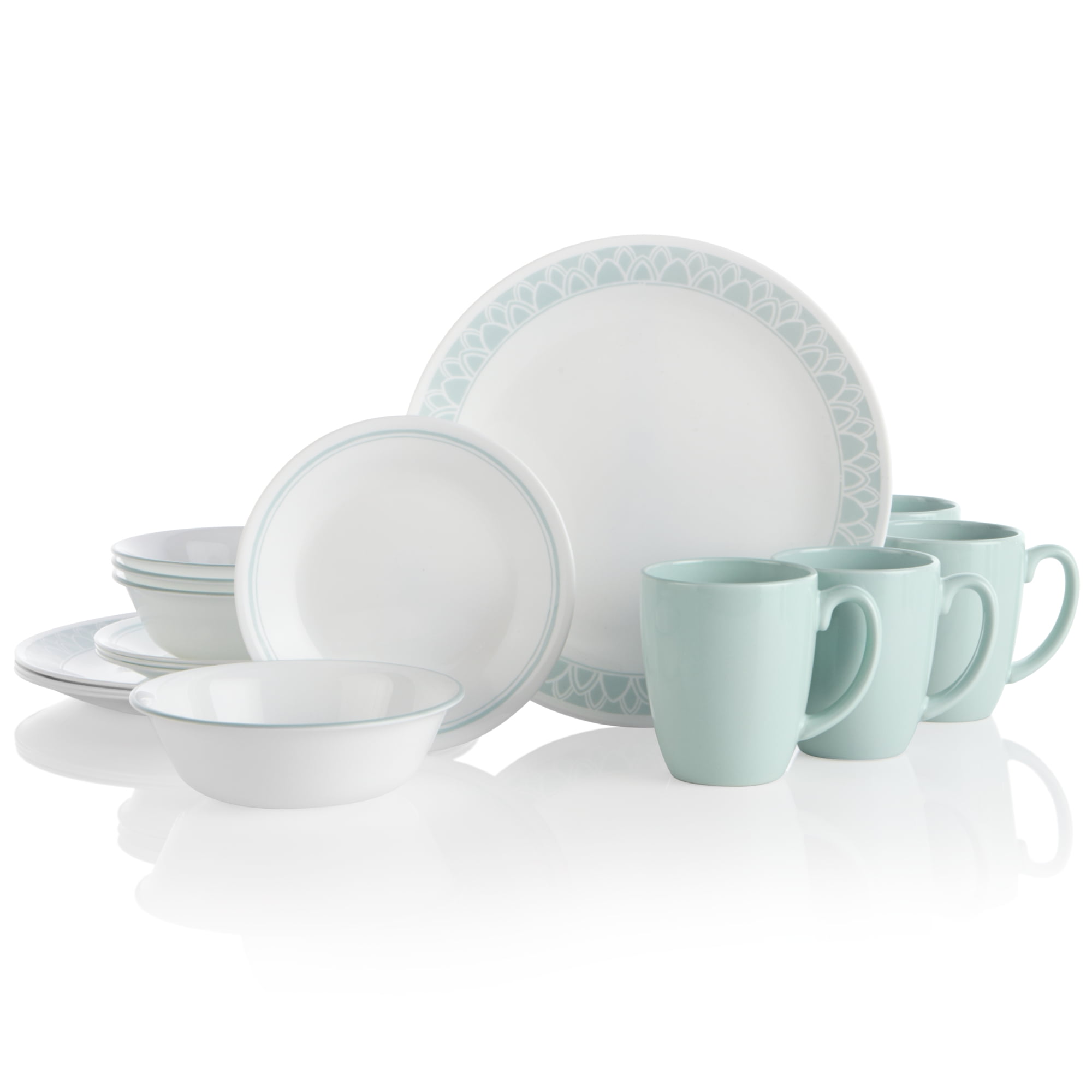 Corelle Adlyn 16 piece Square Dinnerware Set with Coffee Mugs Service for 4 Walmart
