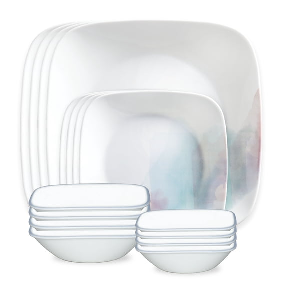 Corelle Aquarello 16-Piece Square Glass Dinnerware Set (Service for 4)