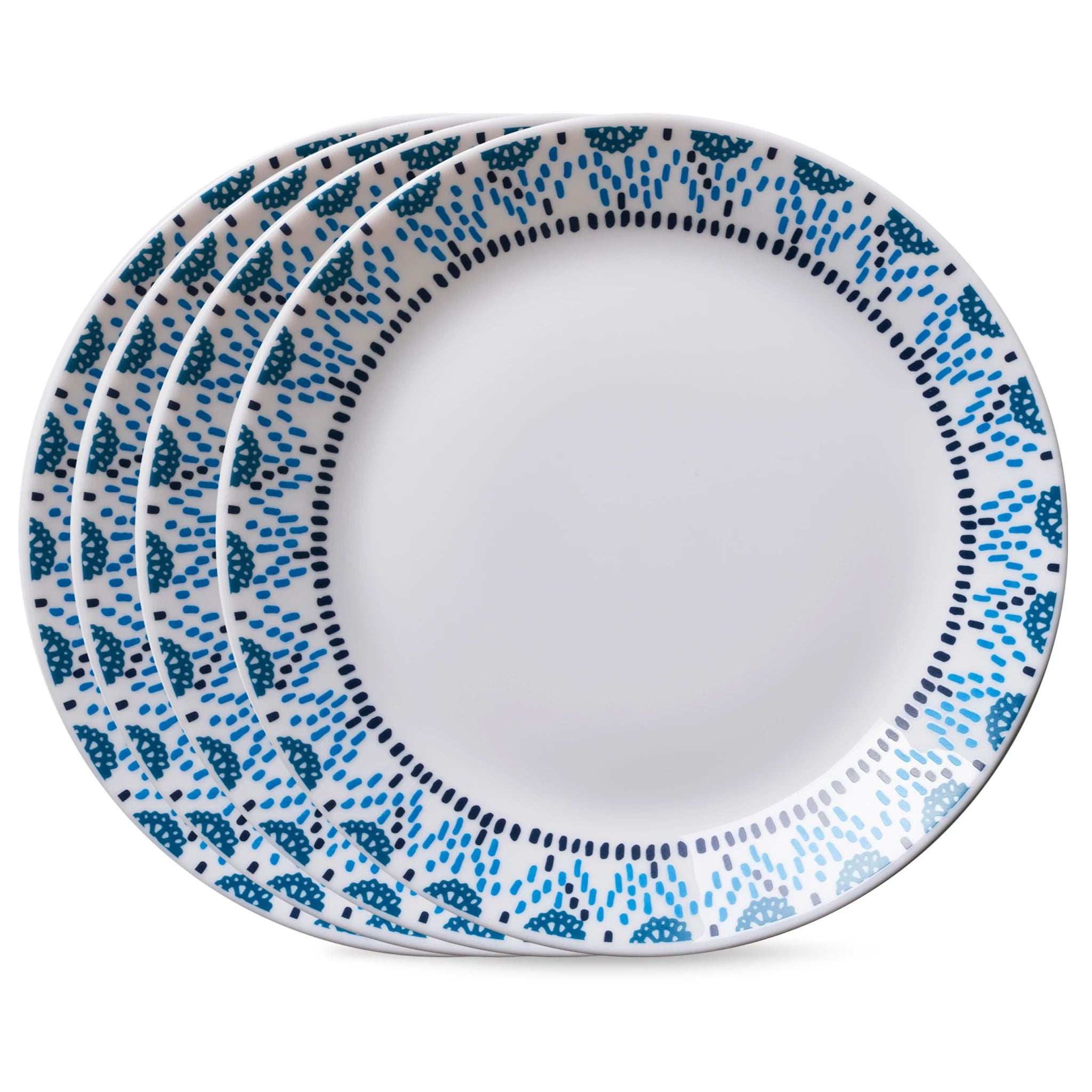 Corelle 4-Piece Azure Medallion 10.5-Inch Dinner Plates, Service