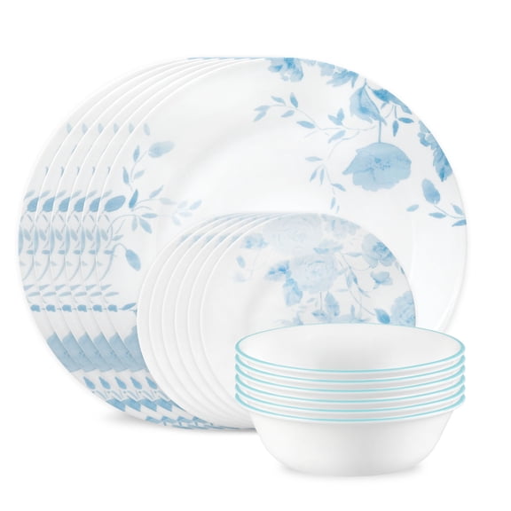 Corelle Blue Bouquet 18-Piece Glass Dinnerware Set (Service for 6)