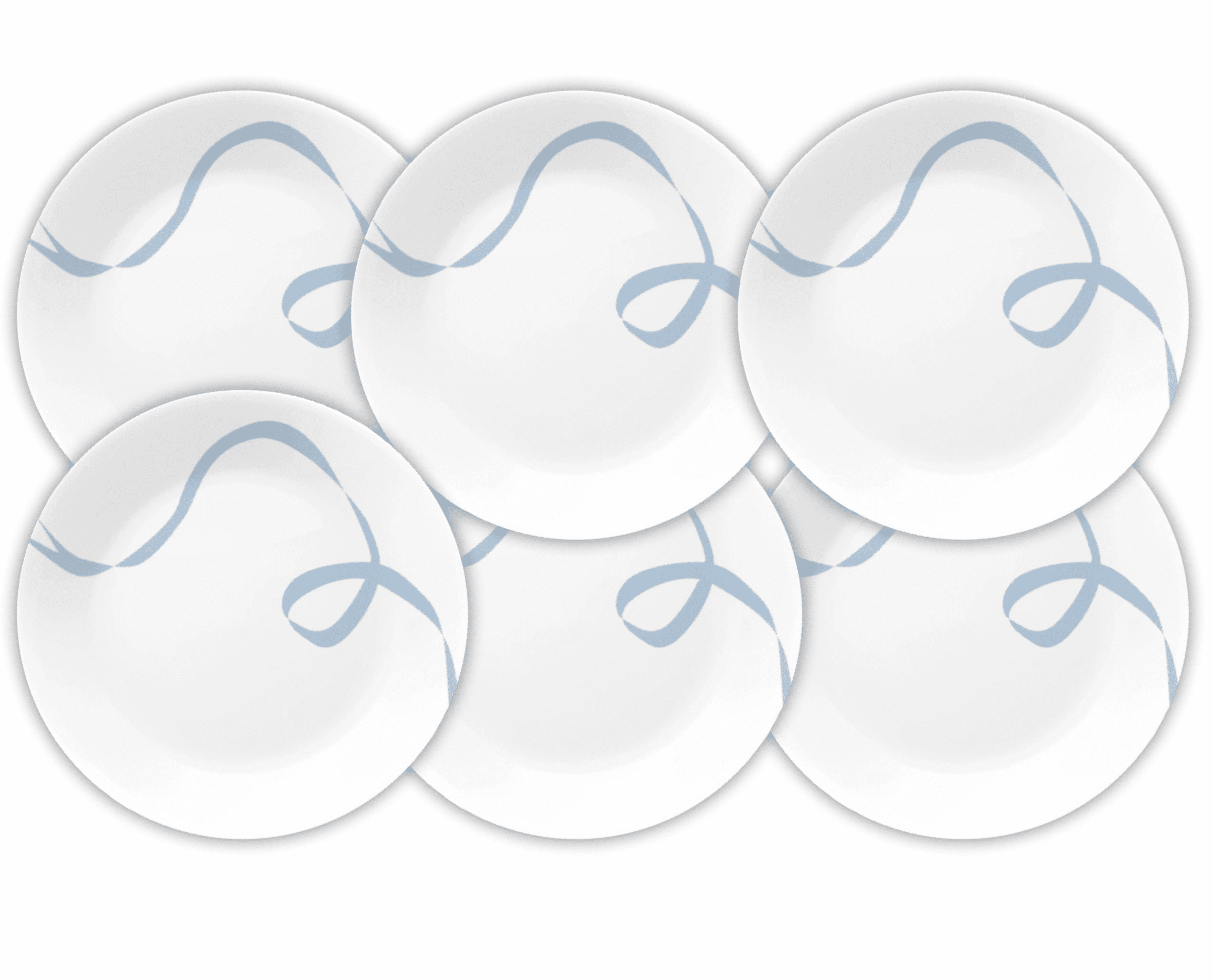 Corelle Blue Ribbons 8.5" Vitrelle Glass Salad Plate Pack of 6