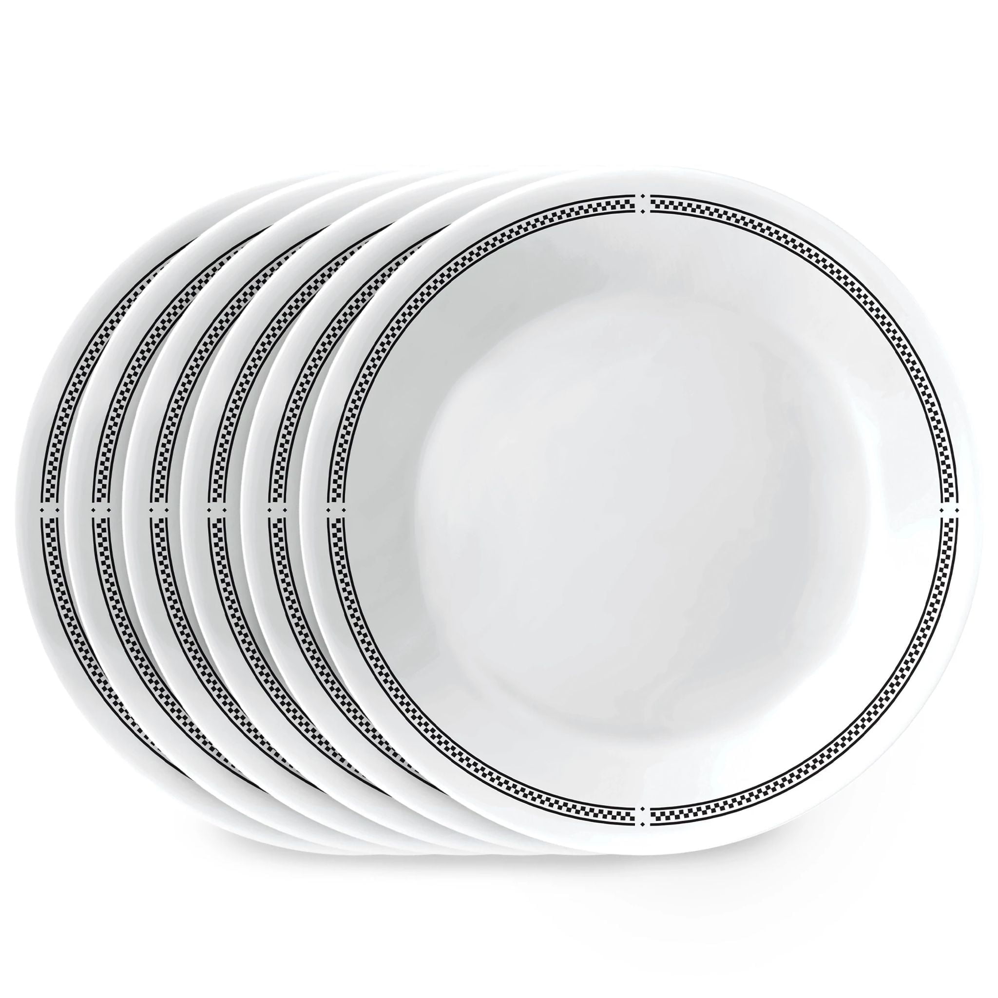 Classic White and Black Glass Appetizer Plates Set of 6
