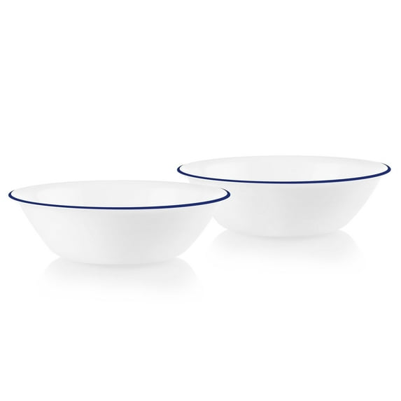 Corelle Brilliant Blue Banded 32 oz Glass Serving Bowl (Set of 2)
