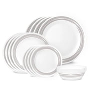 Corelle Brushed Silver 16-Piece Glass Dinnerware Set (Service for 4)