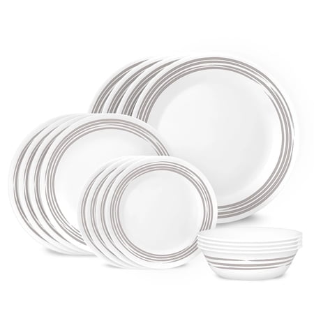 Corelle Brushed Silver 16-Piece Glass Dinnerware Set (Service for 4)
