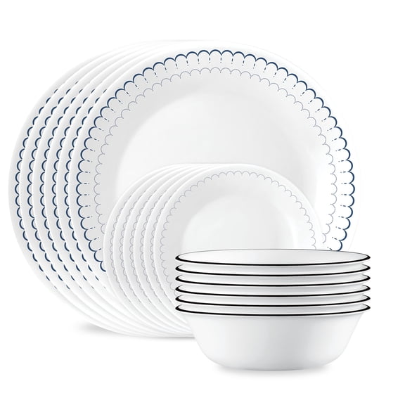 Corelle Caspian Lace 18-Piece Glass Dinnerware Set