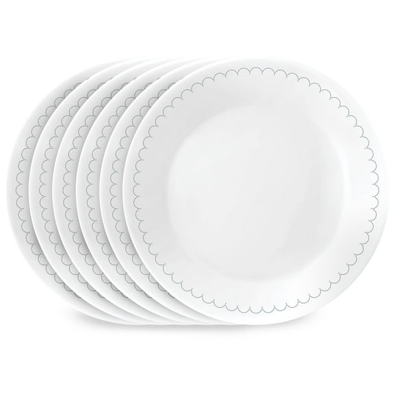 Corelle Caspian Lace 6.75" Glass Appetizer Plate (Set of 6)