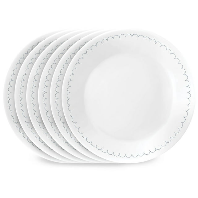 "Corelle Caspian Lace 8.5"" Salad Plates, 6pack, Vitrelle Glass, Made
