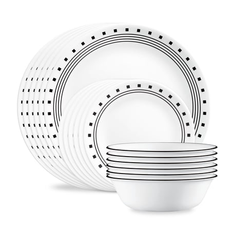 Corelle City Block 18-Piece Glass Dinnerware Set (Service for 6)