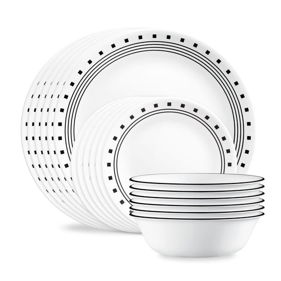 Corelle City Block 18-Piece Glass Dinnerware Set (Service for 6)
