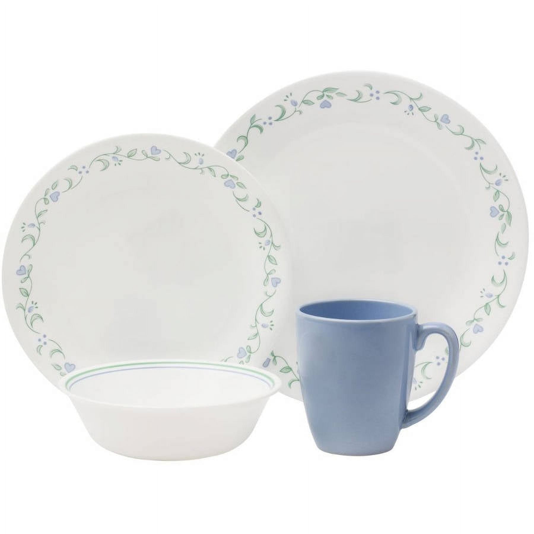 Corelle Classic Country Cottage 16-Piece Dinnerware Set, White, Blue 