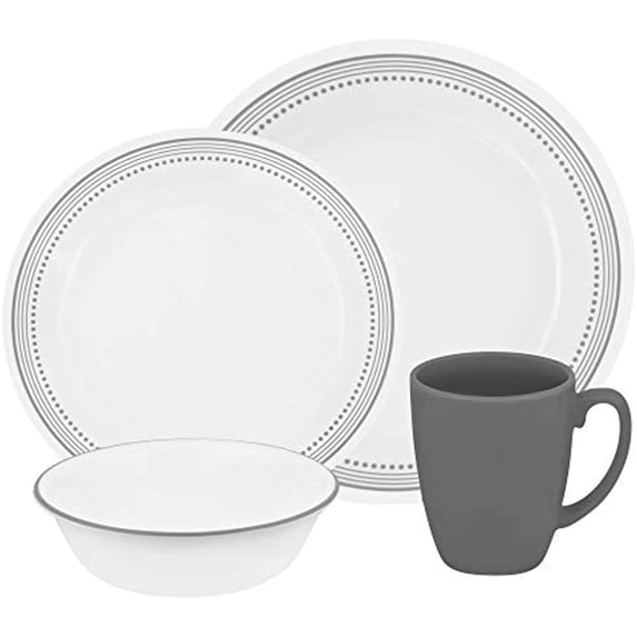 Corelle Classic Mystic Gray 16-Pieces Dinnerware Set