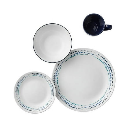 Corelle Classic Ocean Blues, 16 Piece, Blue and White, Dinnerware Set