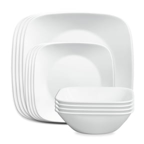 Corelle®- Classic, Pure White Square 12-Piece Dinnerware Set