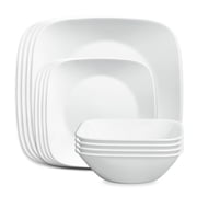 Corelle - Classic, Pure White Square 12-Piece Dinnerware Set