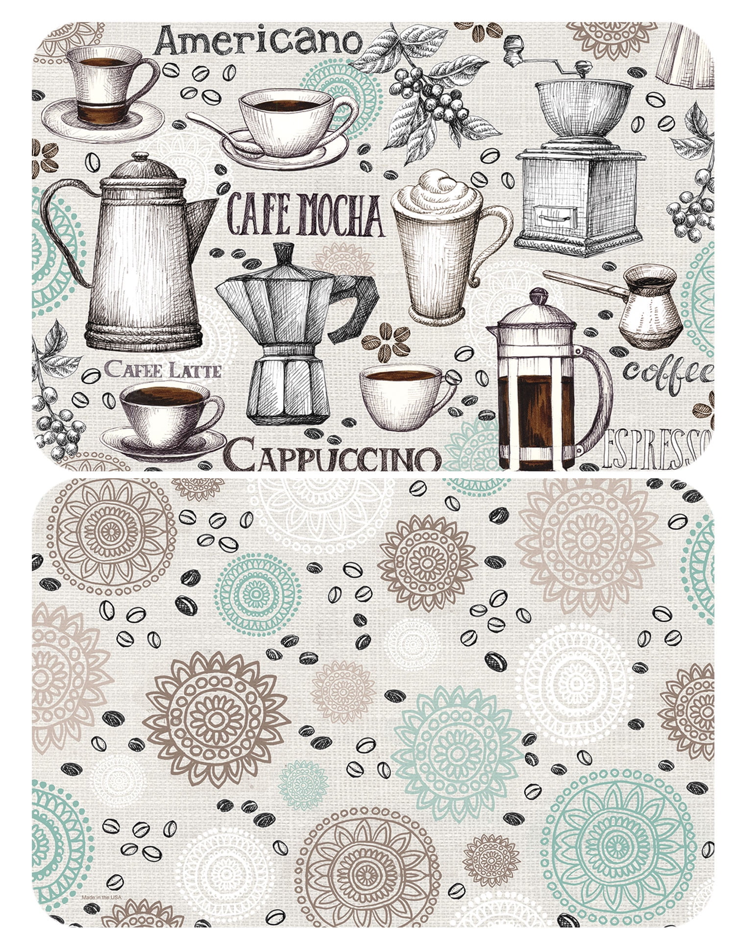 Corelle Coffee Reversible Plastic Placemat Multicolor, 17" x 11