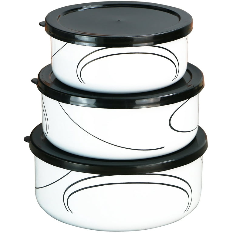 Corelle Coordinates 3-Piece Enamel on Steel Bowl Set, Simple Lines