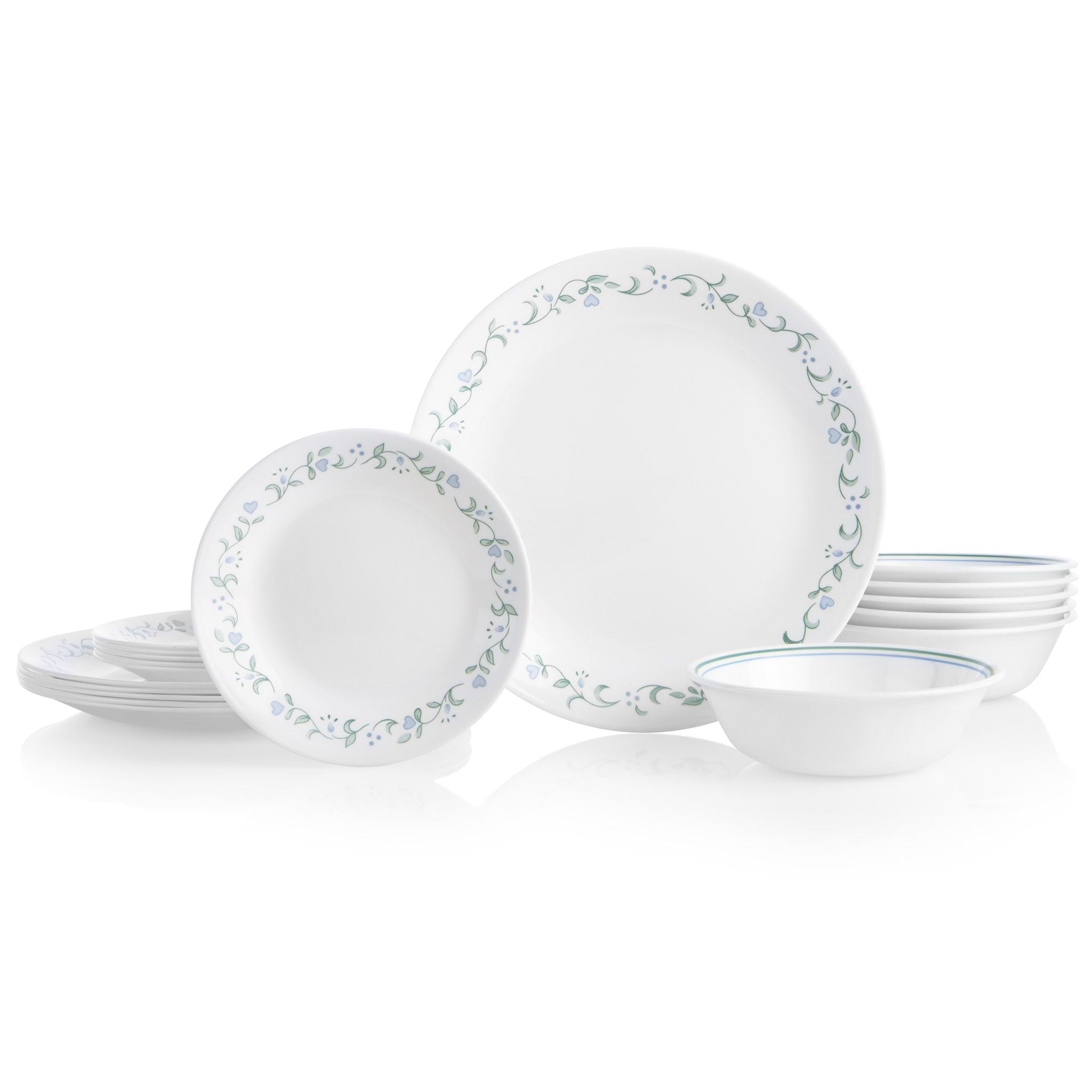 Country Cottage 18-Piece Glass Dinnerware Set, Service for 6