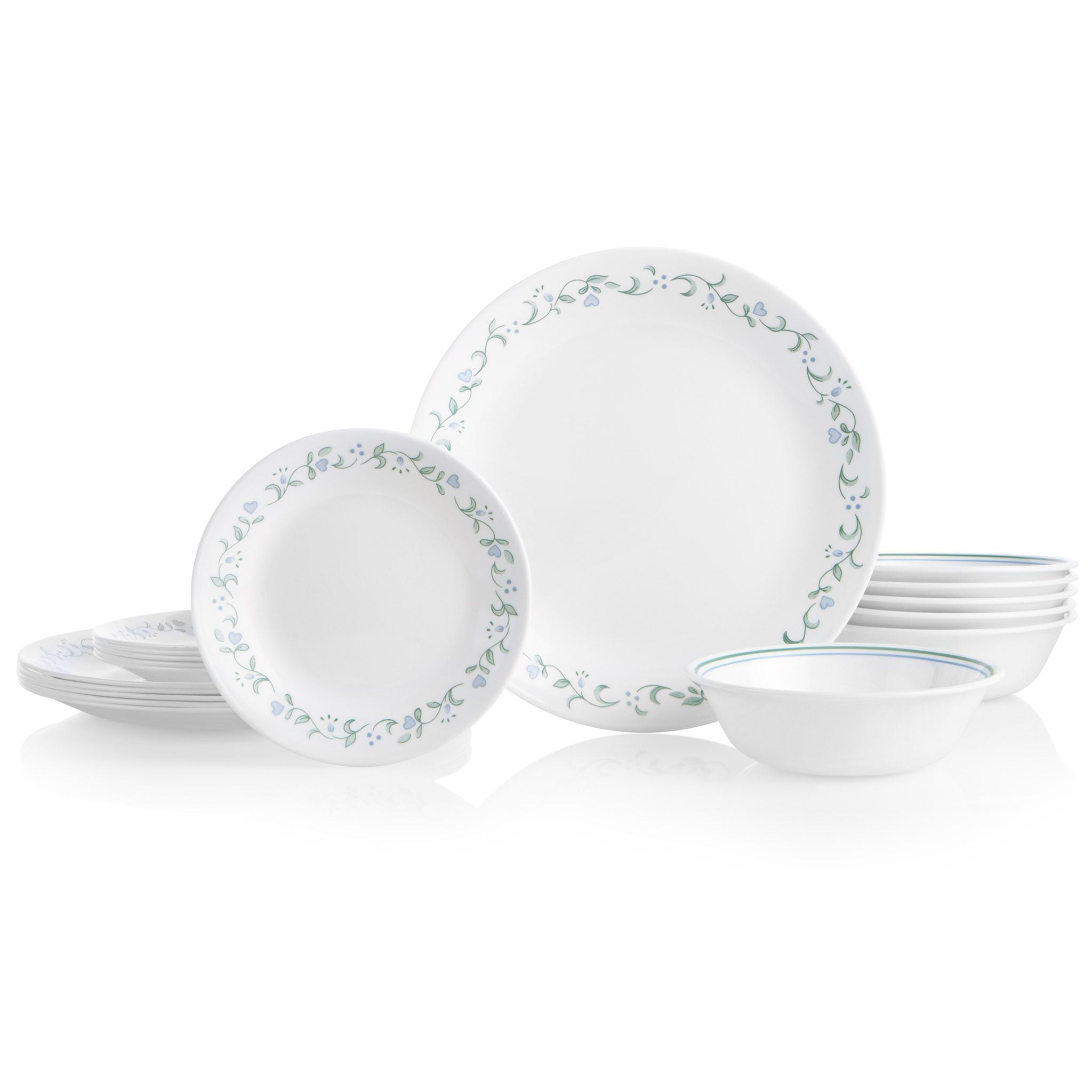 Country Cottage 18-Piece Glass Dinnerware Set, Service for 6