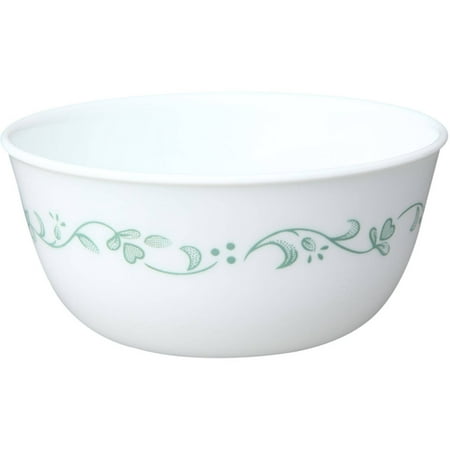 Corelle Country Cottage 28 oz Round Soup Bowl, Green and White