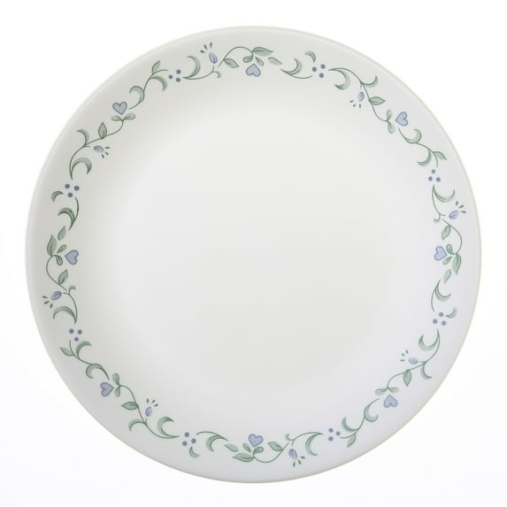 Corelle Country Cottage, White and Green Round Dinner Plate, 10.25"