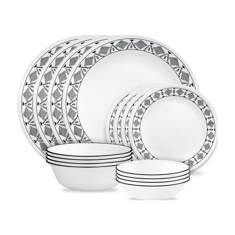 Corelle Durable Vitrelle Glass Dinnerware Set for Microwave