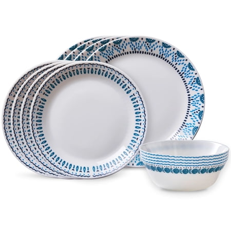 Corelle® Everyday Expressions Glass Azure Medallion 12-piece Dinnerware Set, Service for 4