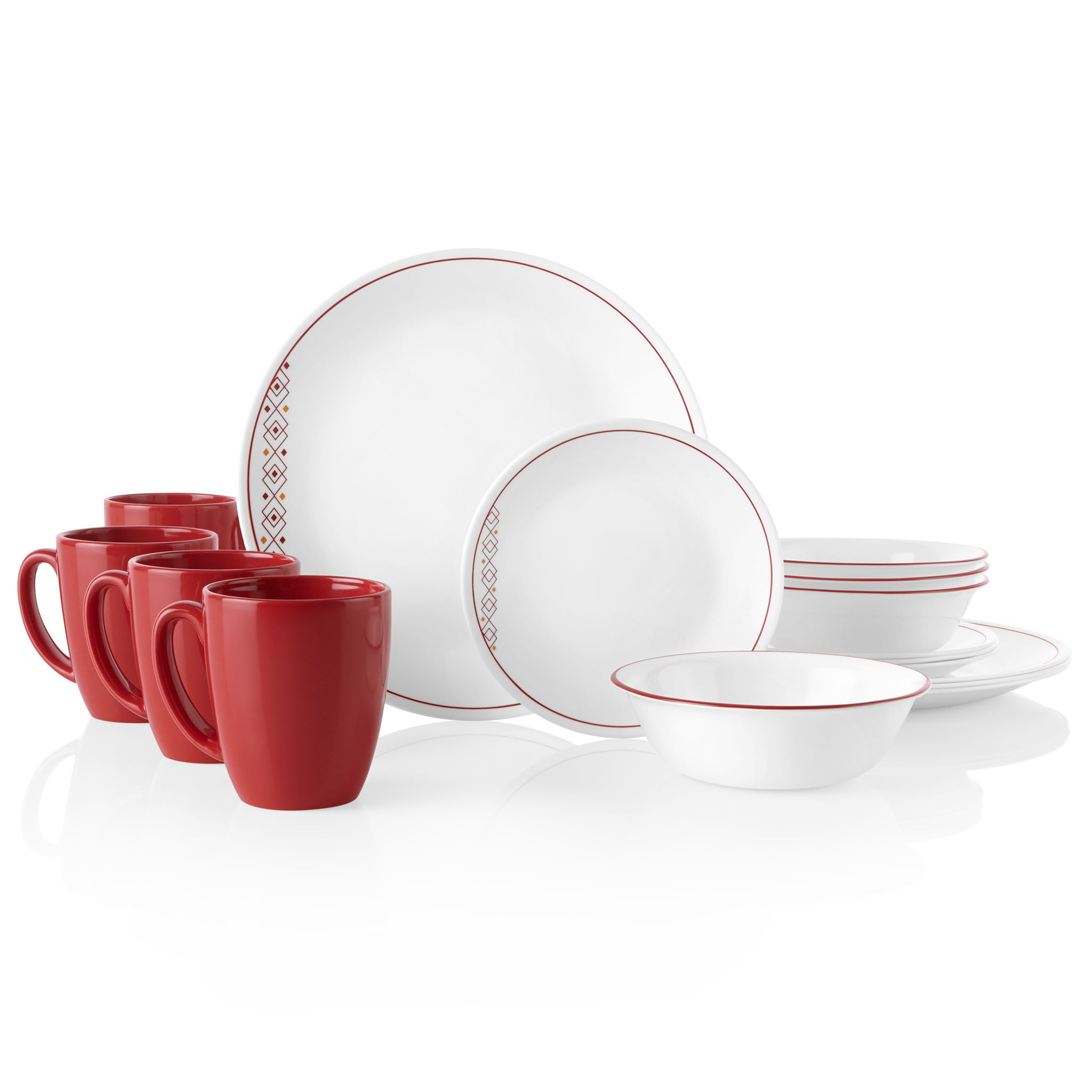 Corelle Fusion Chili 16 Piece Red Dinnerware Set