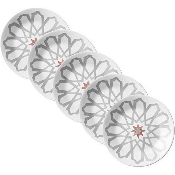 Corelle Heat Resistant Tableware Plates, Laminated Tempered Glass, (Set of 5)