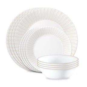 Corelle Hushed Lines 12-Piece Glass Dinnerware Set (Service for 4)